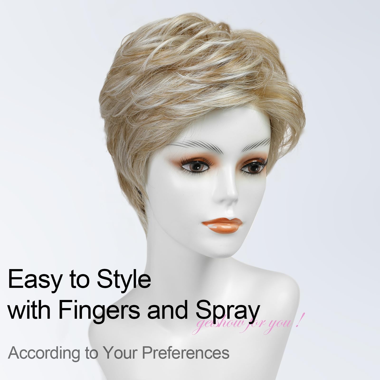 Getshow Mono Top Synthetic Lace Front Wig Layered Hair Light Mixed Blonde