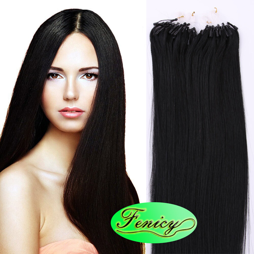 Micro Loop Hair Extensions Micro Slicone Beads Remy Russian Straight Human Hair