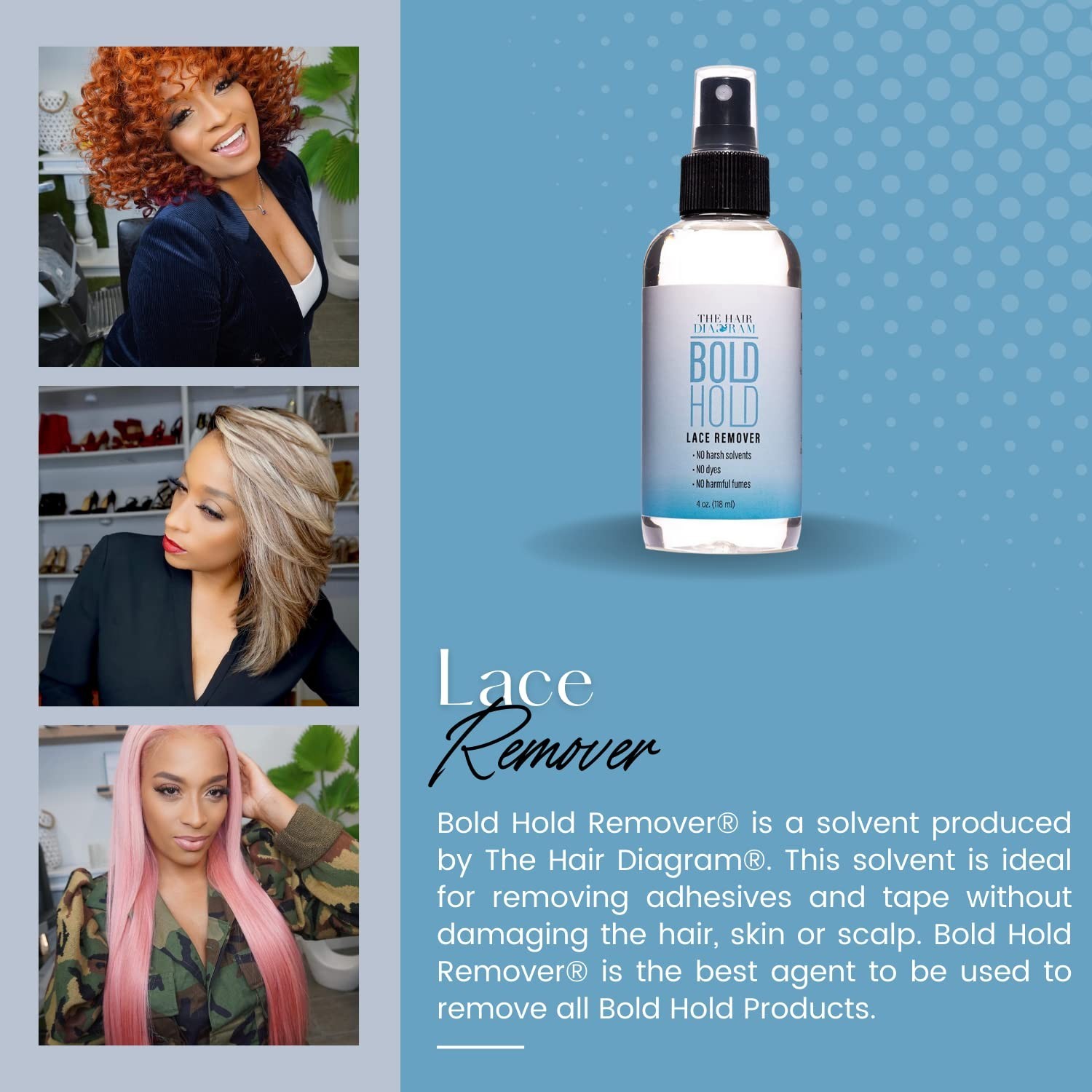 Gentle Lace Remover Spray – Bold Hold Bond Release, No Harsh Solvents – 4oz