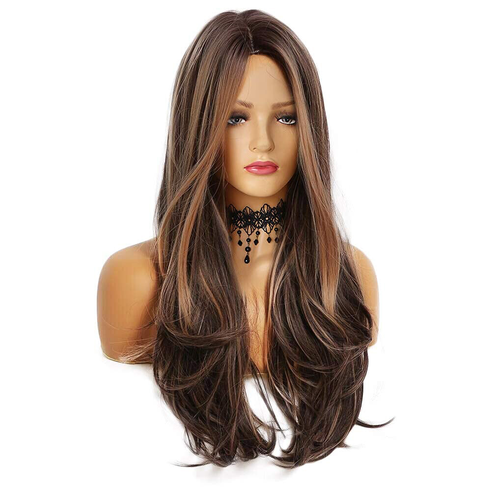 Full Wig Long Curly Straight Wavy Synthetic Hair With Blonde Wigs For Women