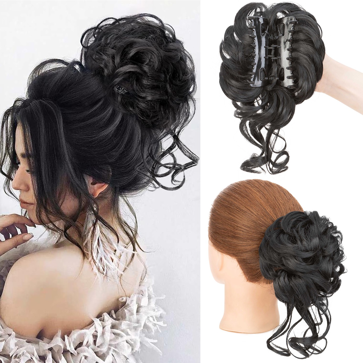 6in Fluffy Claw on Ponytail Clip in Pony Tail Hair Extensions Messy Ponytail Bun