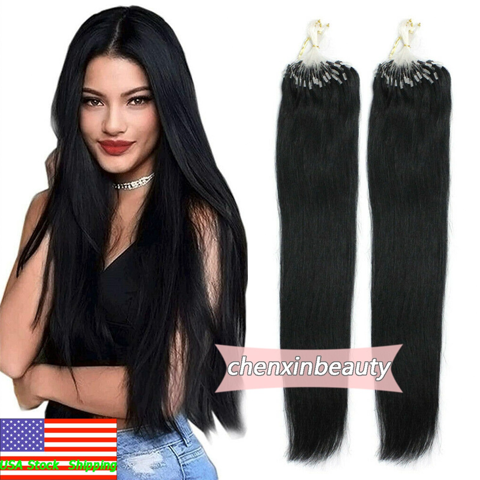 Micro Link Hair Extensions Loop Micro Ring Beads Tip Real Remy Human Hair16-26in