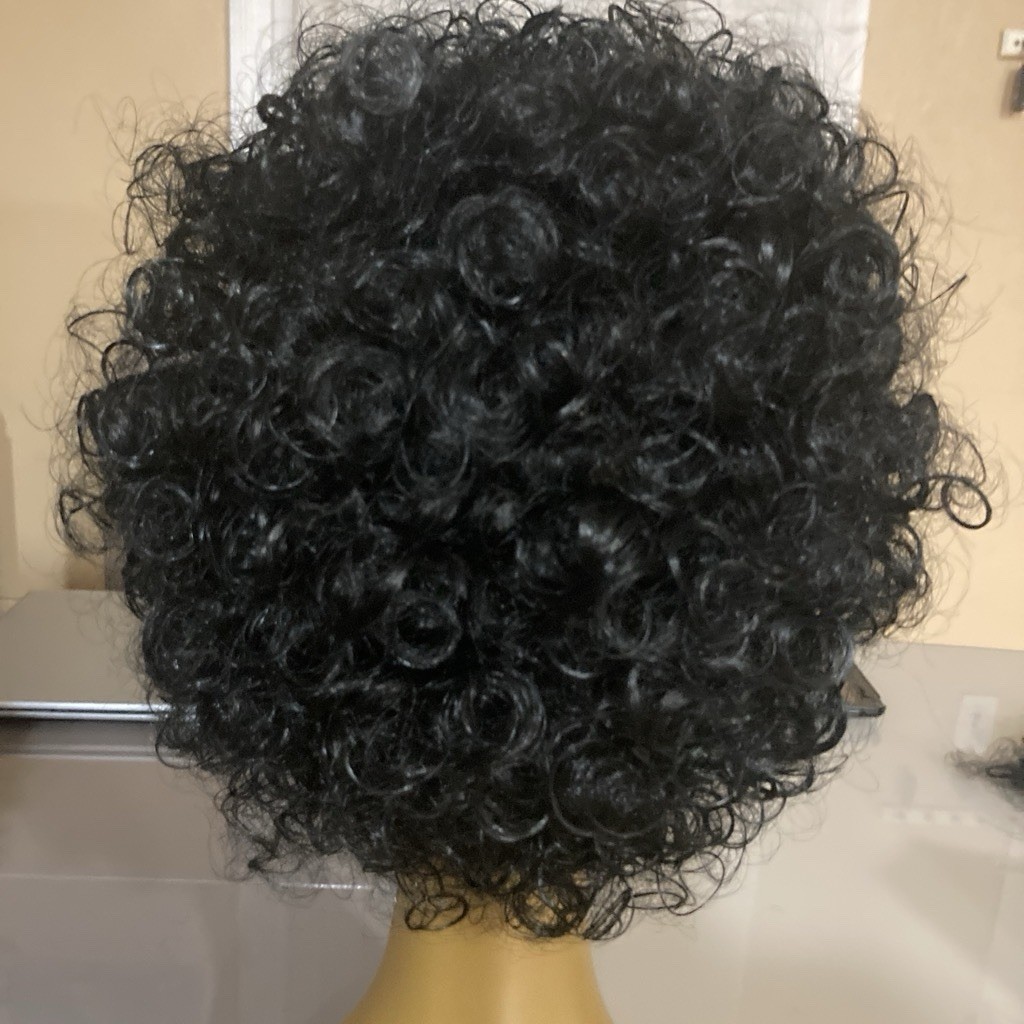 Black Curly Wig Hairpiece – Curly Texture Black Shade – Women Adult Natural