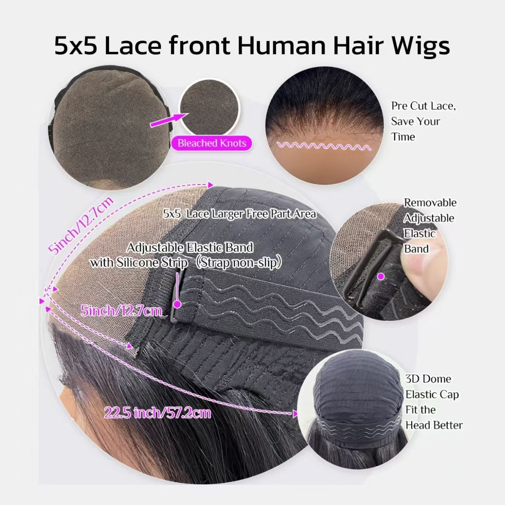 200% Density Burgundy 99J 5×5 Deep Wave Transparent Lace Wigs