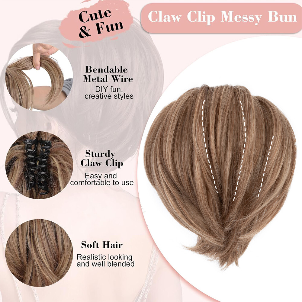 Messy Bun Hair Piece Ponytail Updo Claw Clip In Hair Extensions Real As Human