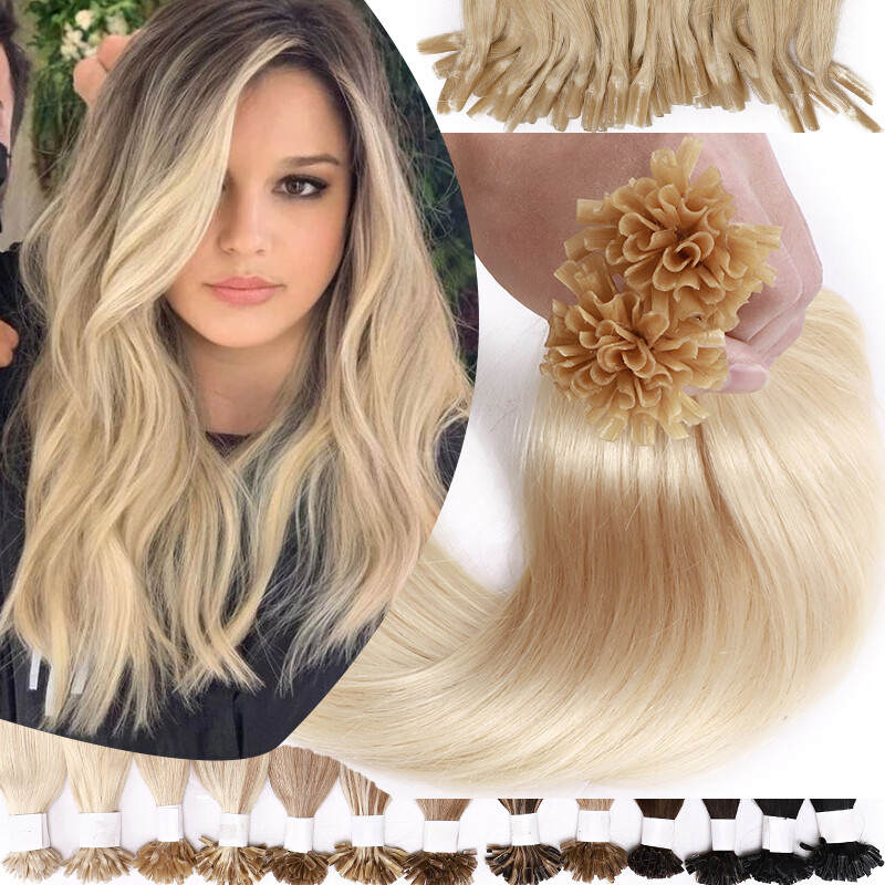 20-24Inch 100g Keratin Nail U Tip 100% Remy Human Hair Extensions Pre-Bonded US