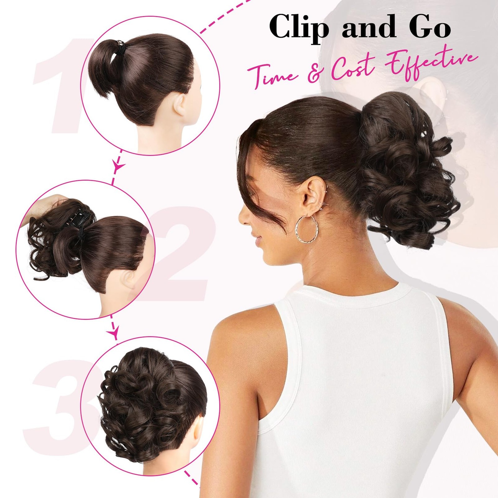 Ponytail Extension 9″ Short Curly Wavy Claw Clip – Lightweight 80g for Fine Hair