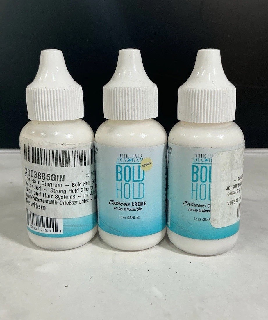 3X The Hair Diagram Bold Hold Extreme Creme Glue for Lace Front Wigs 1.3 oz