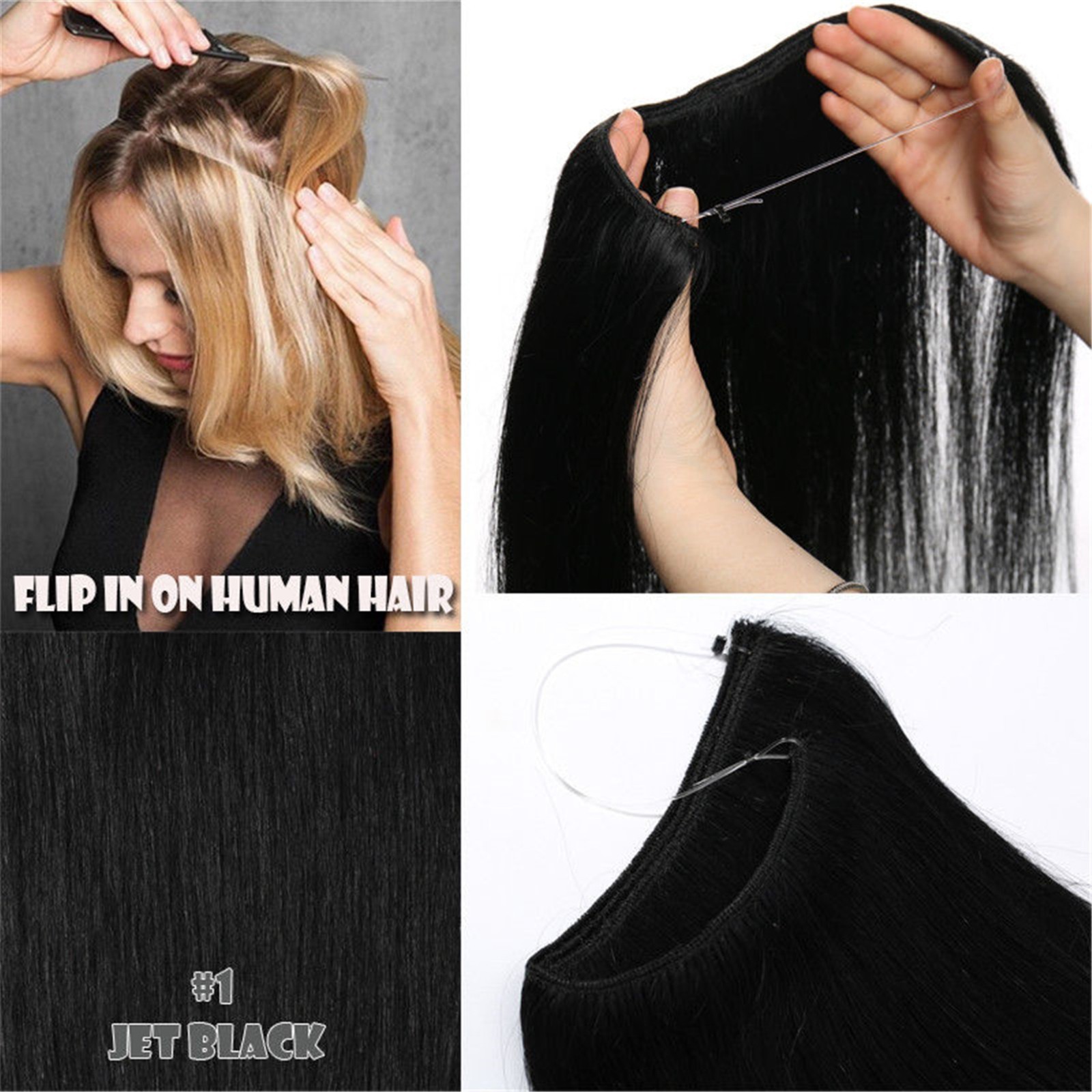 140g One Hairpiece CLEARANCE Invisible Wire Flip In Real Human Hair Extension #4