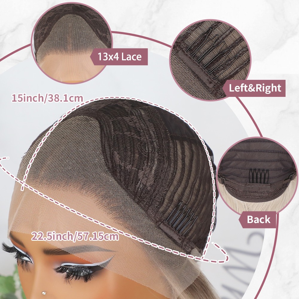 Women’s Long Straight Brown Blonde Ombre Color Hair 13×4 Pre Plucked Natural Wig