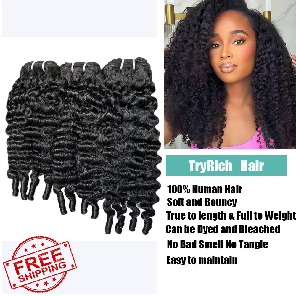 TryRich 3 Bundles 16-20″ Burmese Curly Natural Black