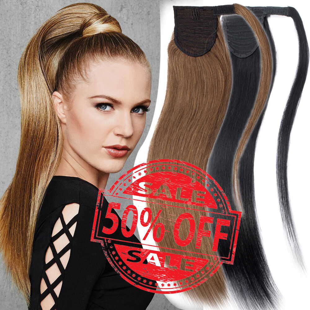 Thick 120g 100% Real Remy Human Hair Wrap Around Ponytail Extension With Clip in