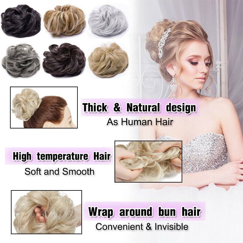 Natural Small Hair Scrunchie Wrap Hairpiece Curly Messy Bun Updo Hair Extensions