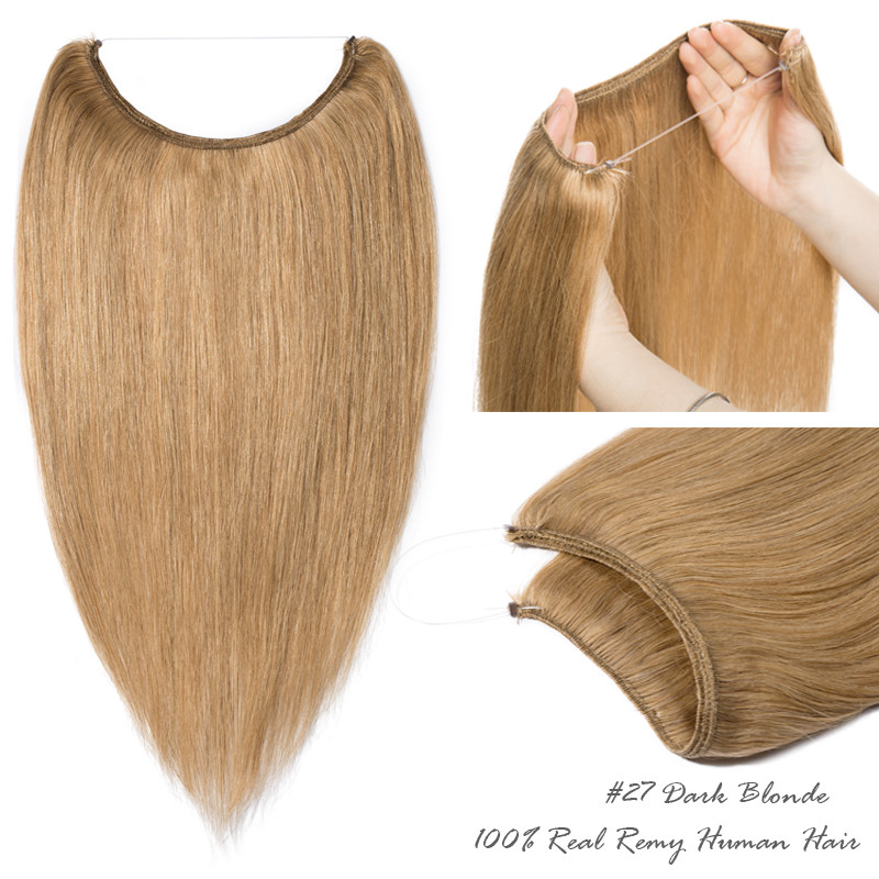Clip Wire in Remy Human Hair Extensions One Piece Headband Hidden Invisible Ring