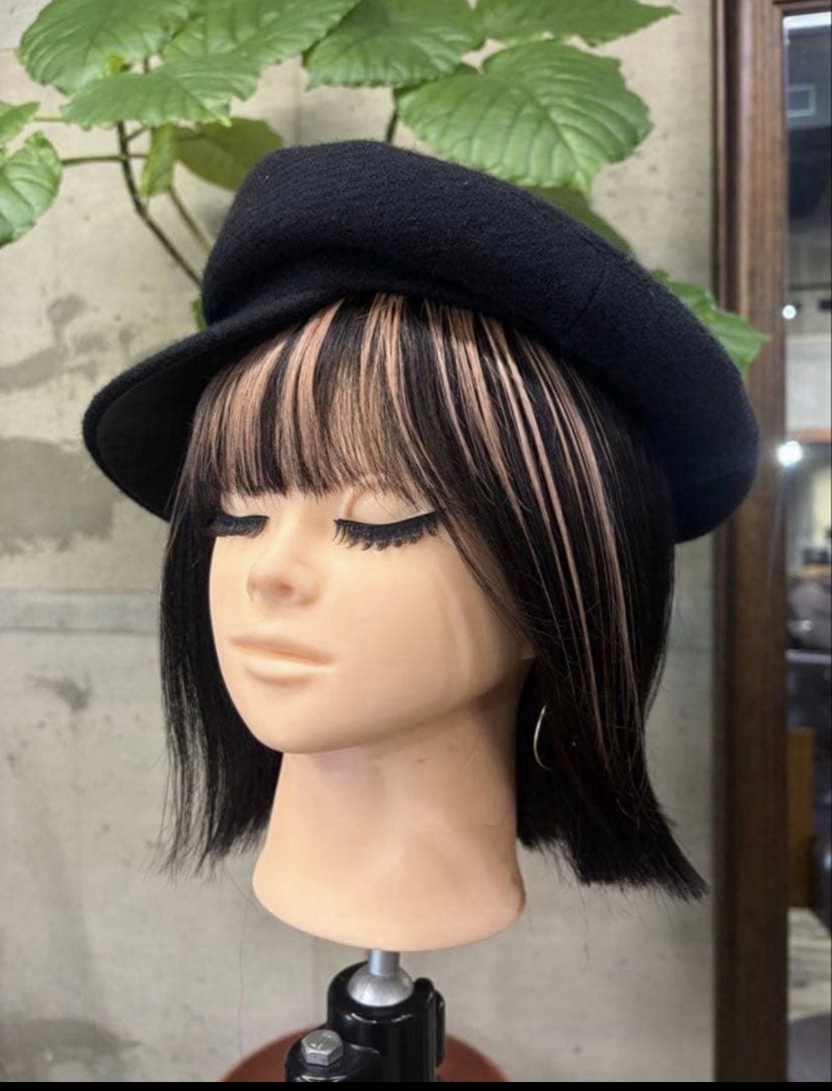 Clip In Bangs Wig Black Pink Highlight Fringe Hairpiece Kawaii Japan Style