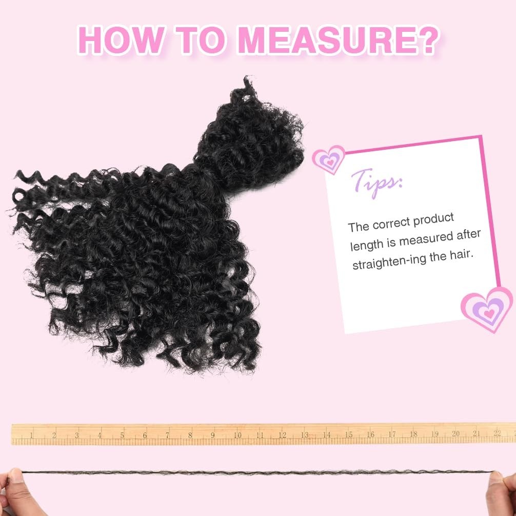 QVR Kinky Curly 3C Bulk Human Hair Spring Twist Extensions 22in Natural Black