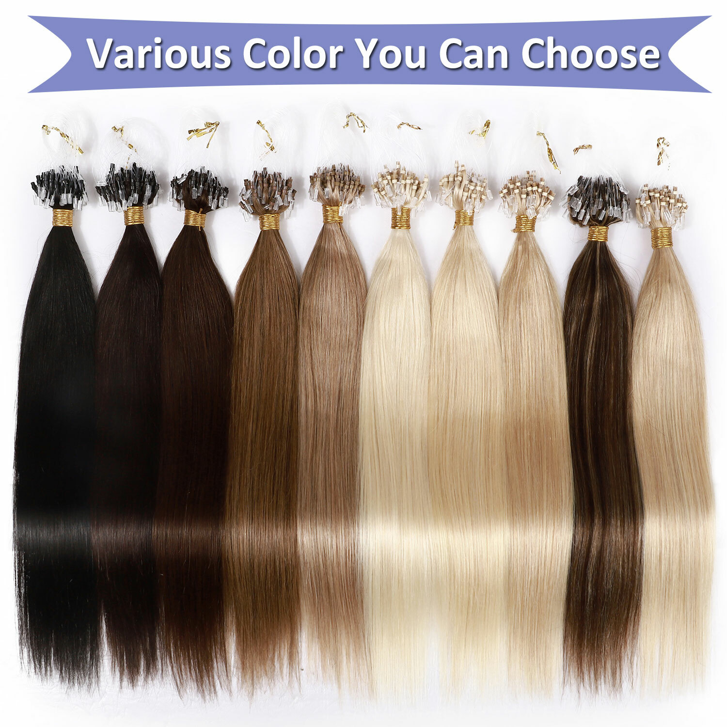 THICK 100% Russian Remy Human Hair Extensions Micro Loop Nano Ring Bead Balayage