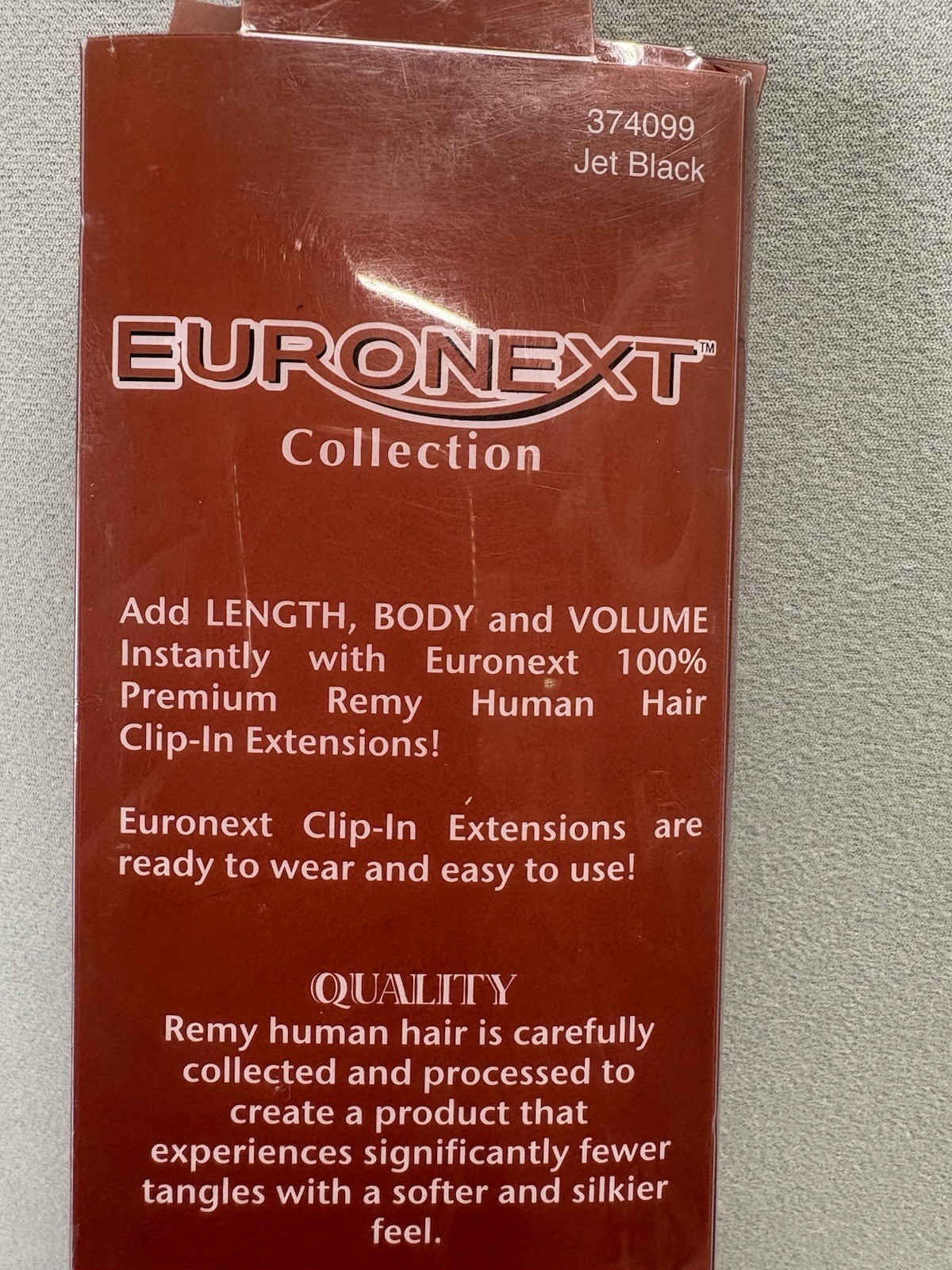 Euronext Remy 14” Human Hair Clip In Extensions Jet Black 374099 10 pc Open Box