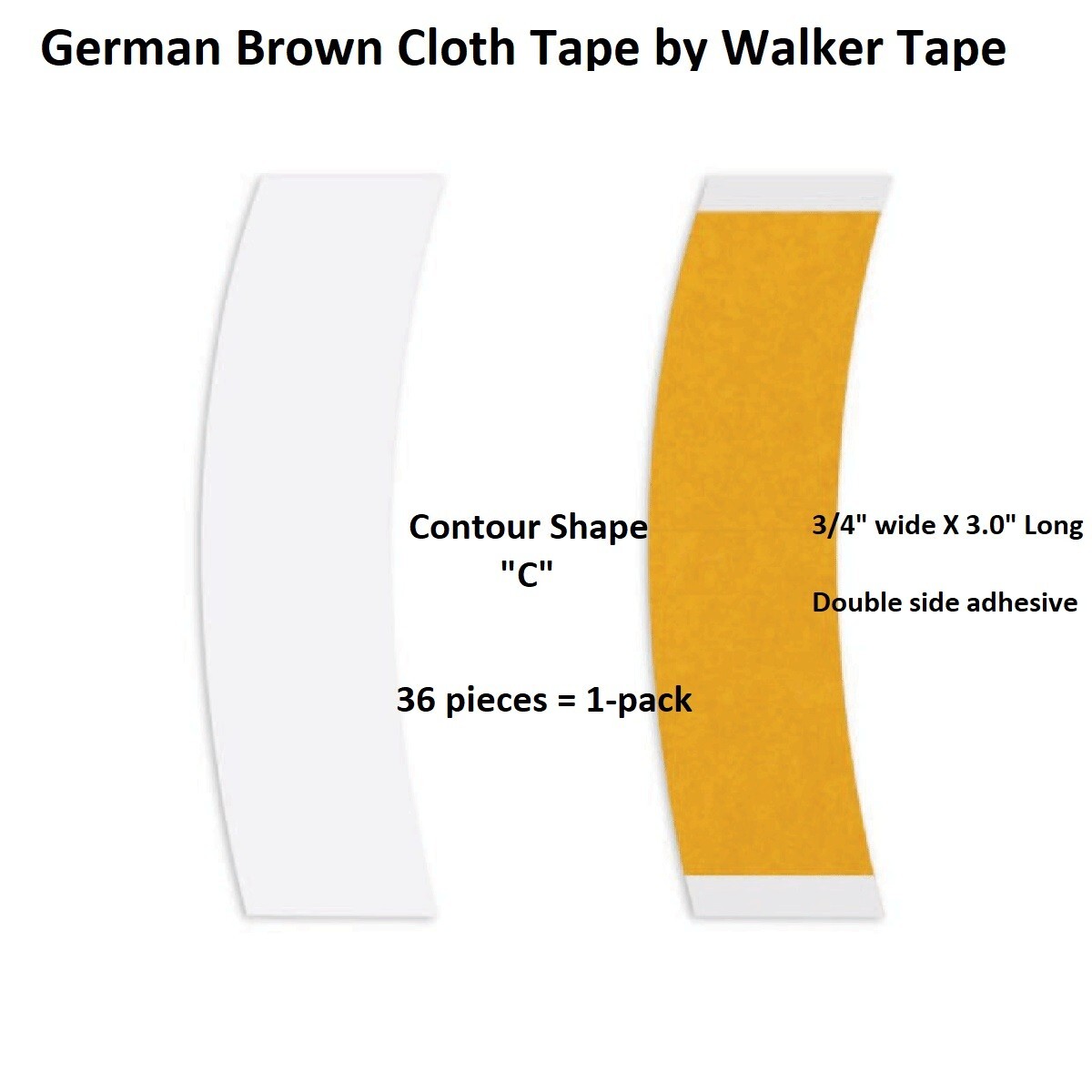 German Brown Cloth Tape Shape C 1 packs 36 pieces by Walker Tape Co.