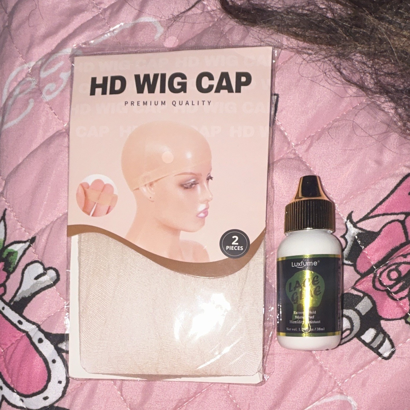 Luxfume HD Wig Cap (2pc) Light Brown One Size Waterproof with Lace Glue 1.3oz
