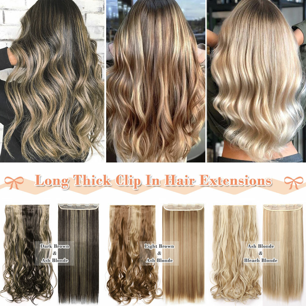 Real as Human Curly Straight Hairpiece 5Clips One Piece Clip in Hair Extensions