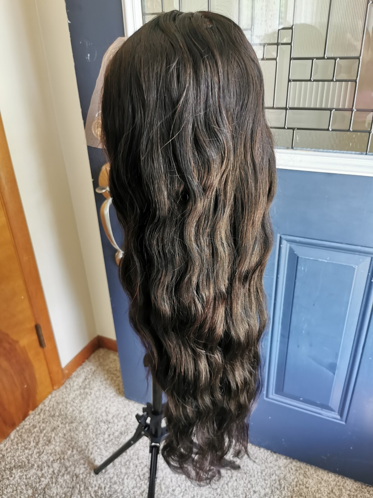 Ready To Go Bleached Knots High Quality Sexy 30” Human Hair Front Lace Wig 1B