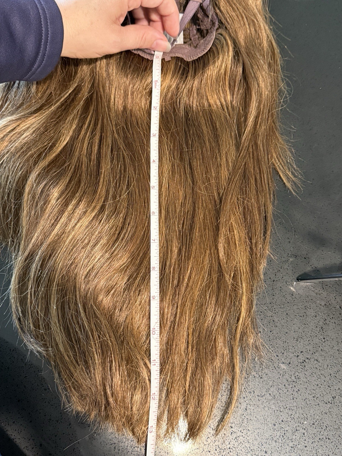 Human Hair Monofilament Wig, Auburn Brown, Layered, Long