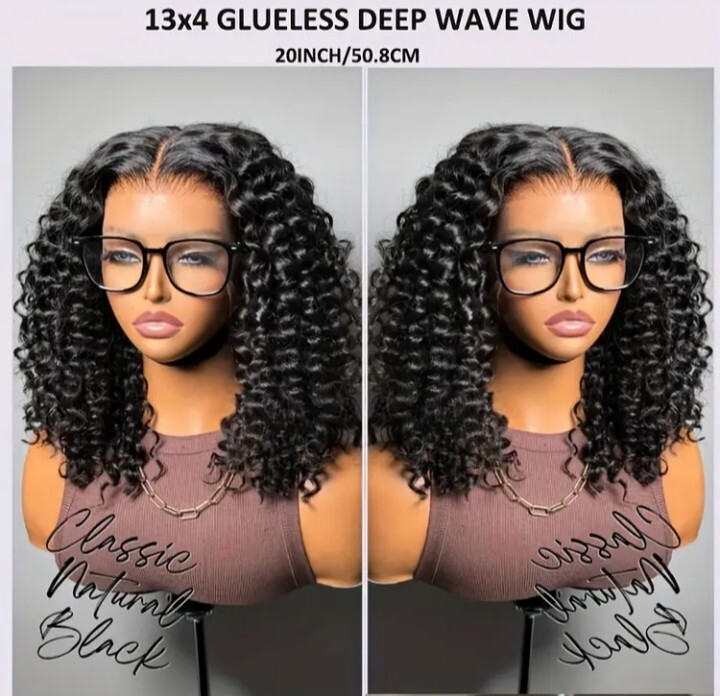13X4.5 Easy-to-Wear Glueless Deep Curly Wig For Women -20 Inch, 250% Density…