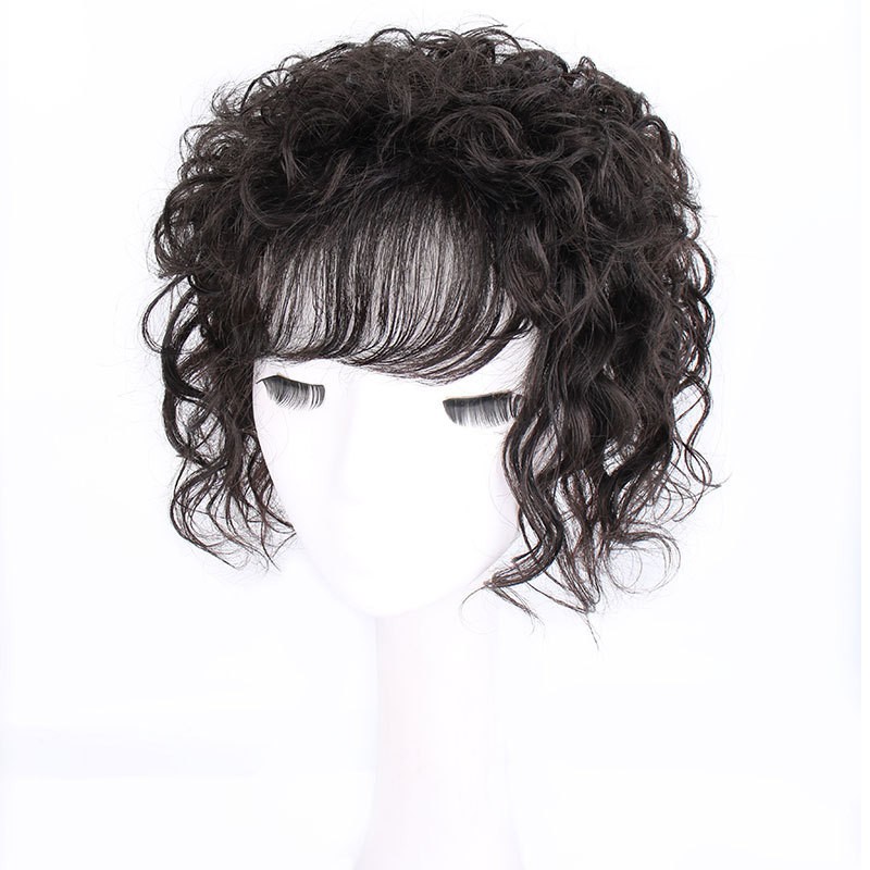 Seamless Fluffy Wavy Curly Wavy Clip Human Hair WigletHairpiece Topper For Women