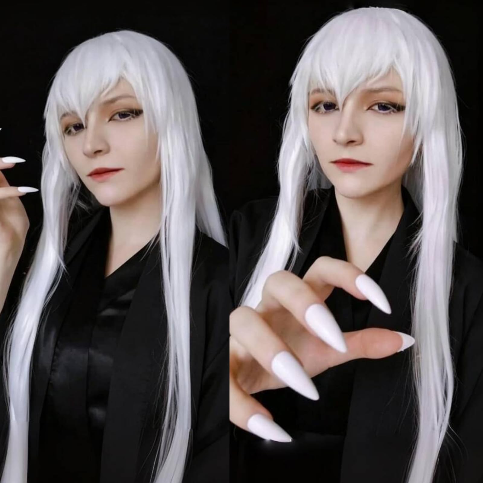 Wig Cap+32 In/ 80 cm Long White Wig White Cosplay Wigs, Straight Whitish Synt…