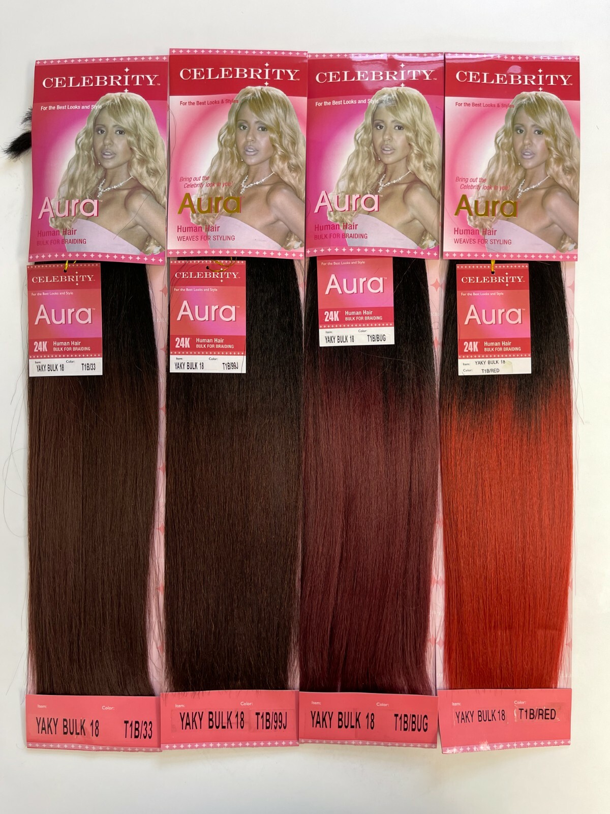 Blended Human Hair Yaki Bulk Straight for Braiding 16-20”(32 Colors)