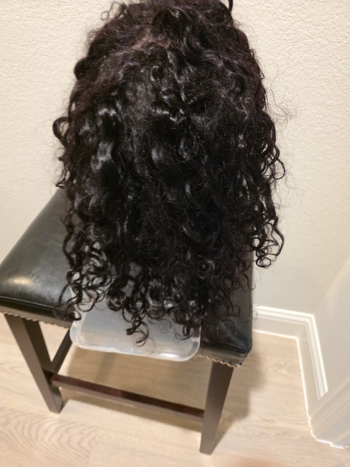 Lace Frontal Black Human Hair Curly Medium Length Wig