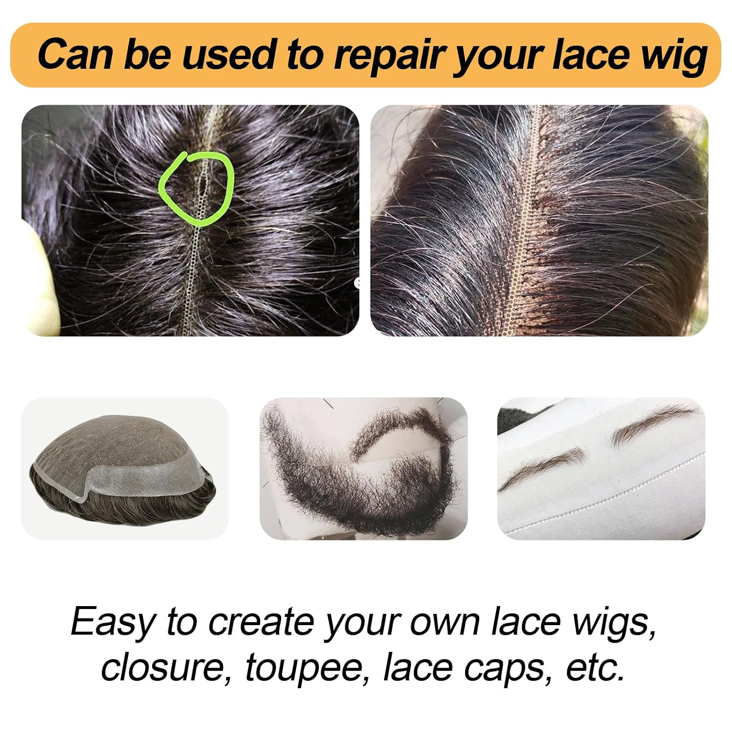 4×4 Transparent Lace for Wig Making, 5 Pieces Lace Net Base for Making Closure W