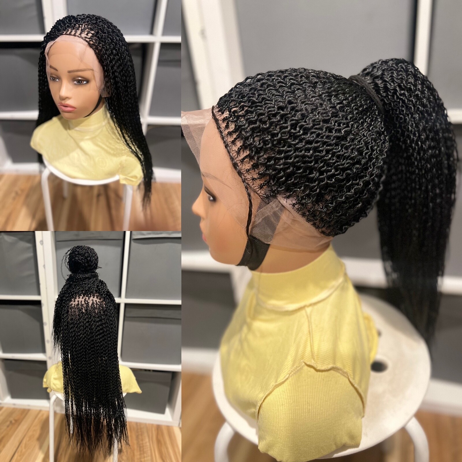 Braided Water melon Wig. Made on a full lace wig.length is 24inches Long.black.