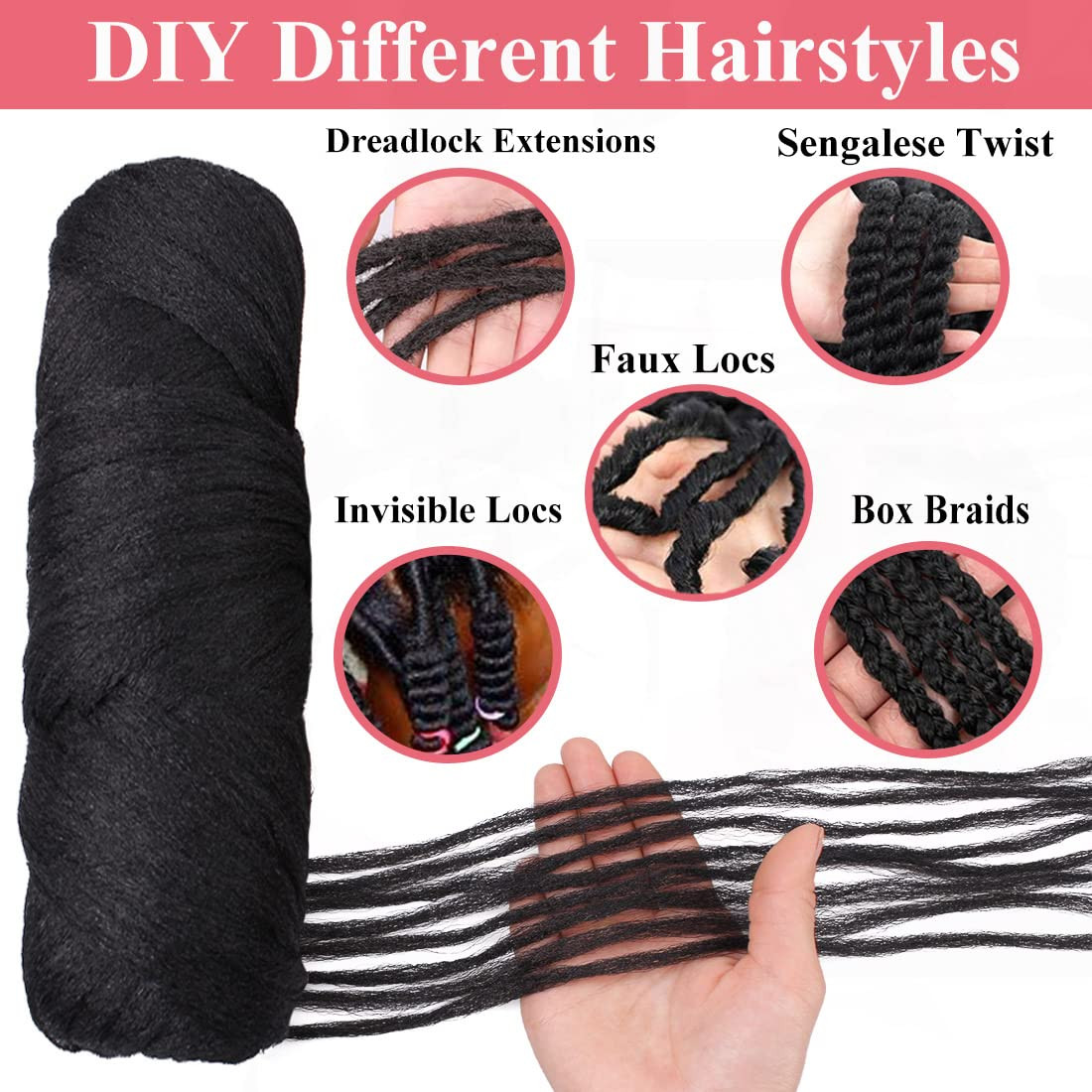 COOKOO 4 Roll Natural Black Brazilian Wool Hair for African Crochet Braids Seneg