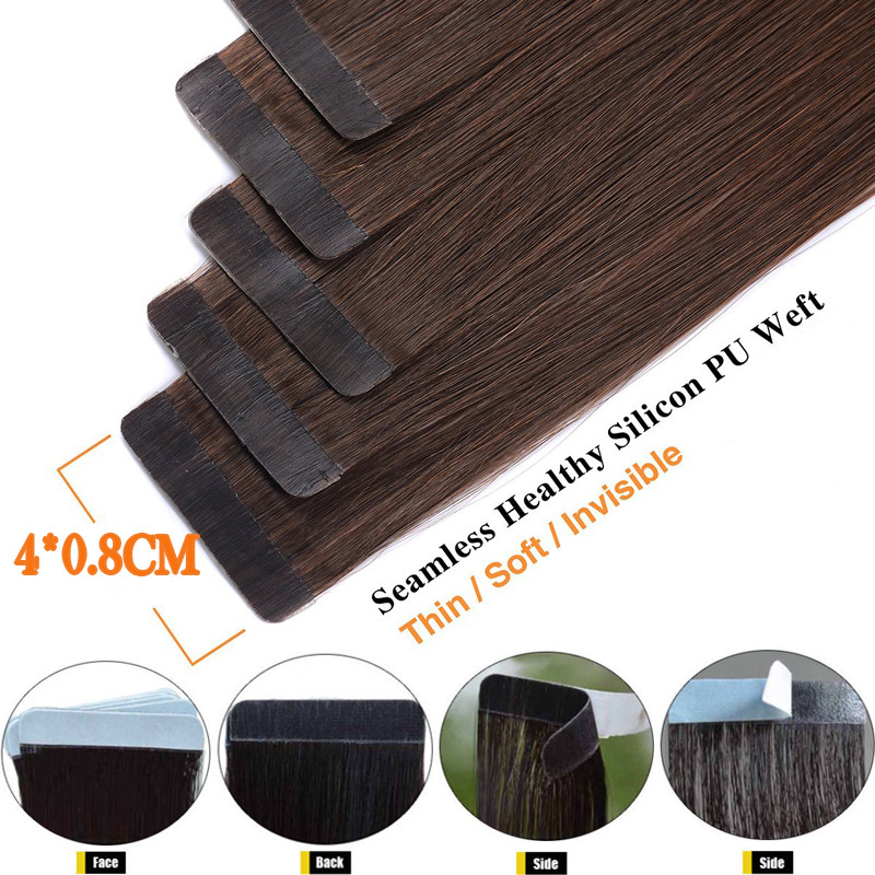 60PCS 150G Remy Tape in Real Human Hair Extensions Russian 12″-24″ Ombre Thick F