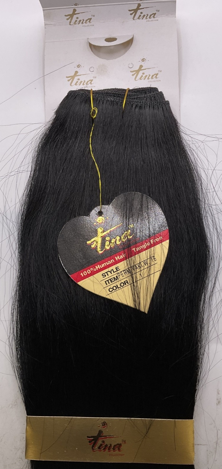 Tina Collection 100% Human Hair Perm Yaki Weave 16 Color: 1
