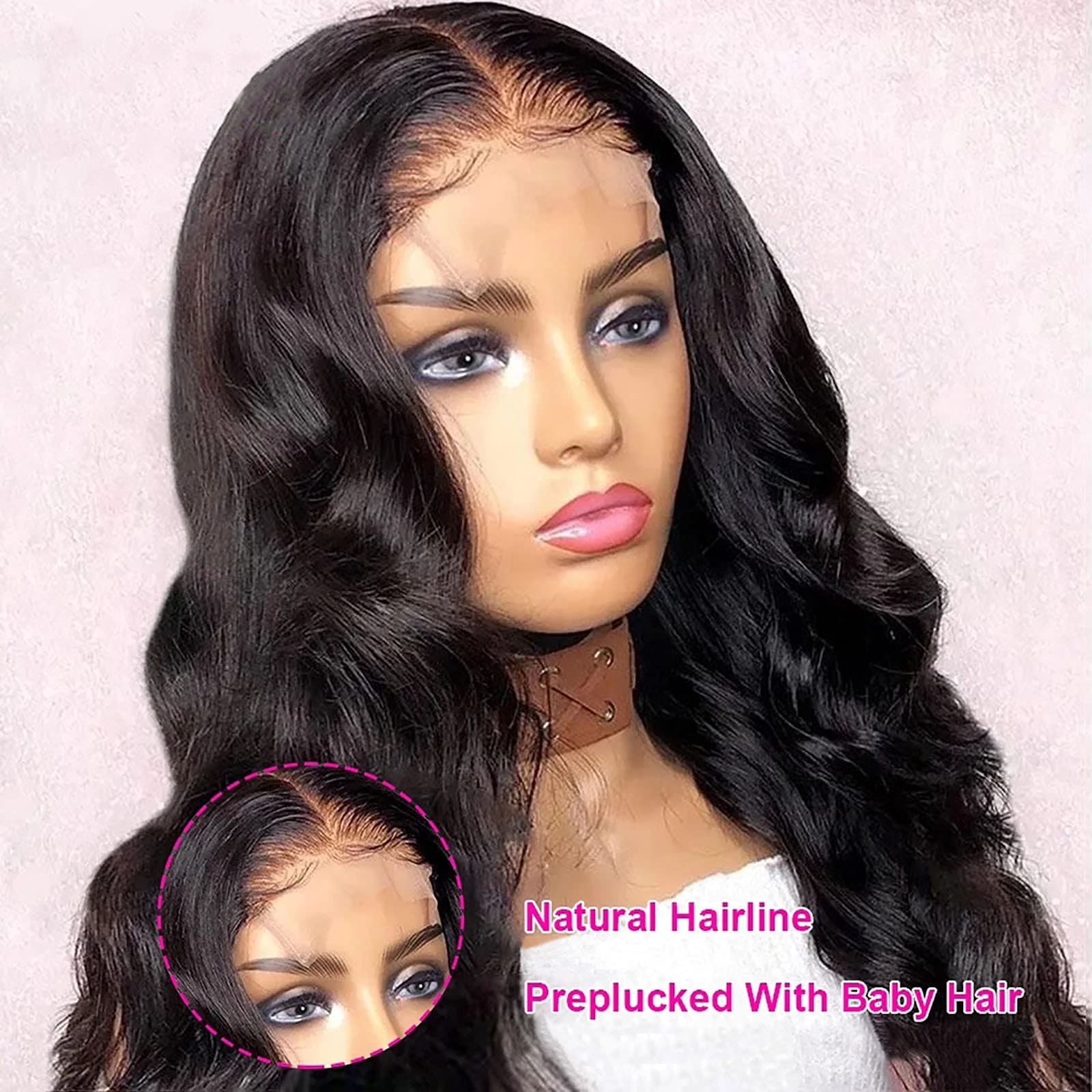 20 Inch Body Wave Glueless Wigs Human Hair 4×4 Lace Closure Wigs 200 Density