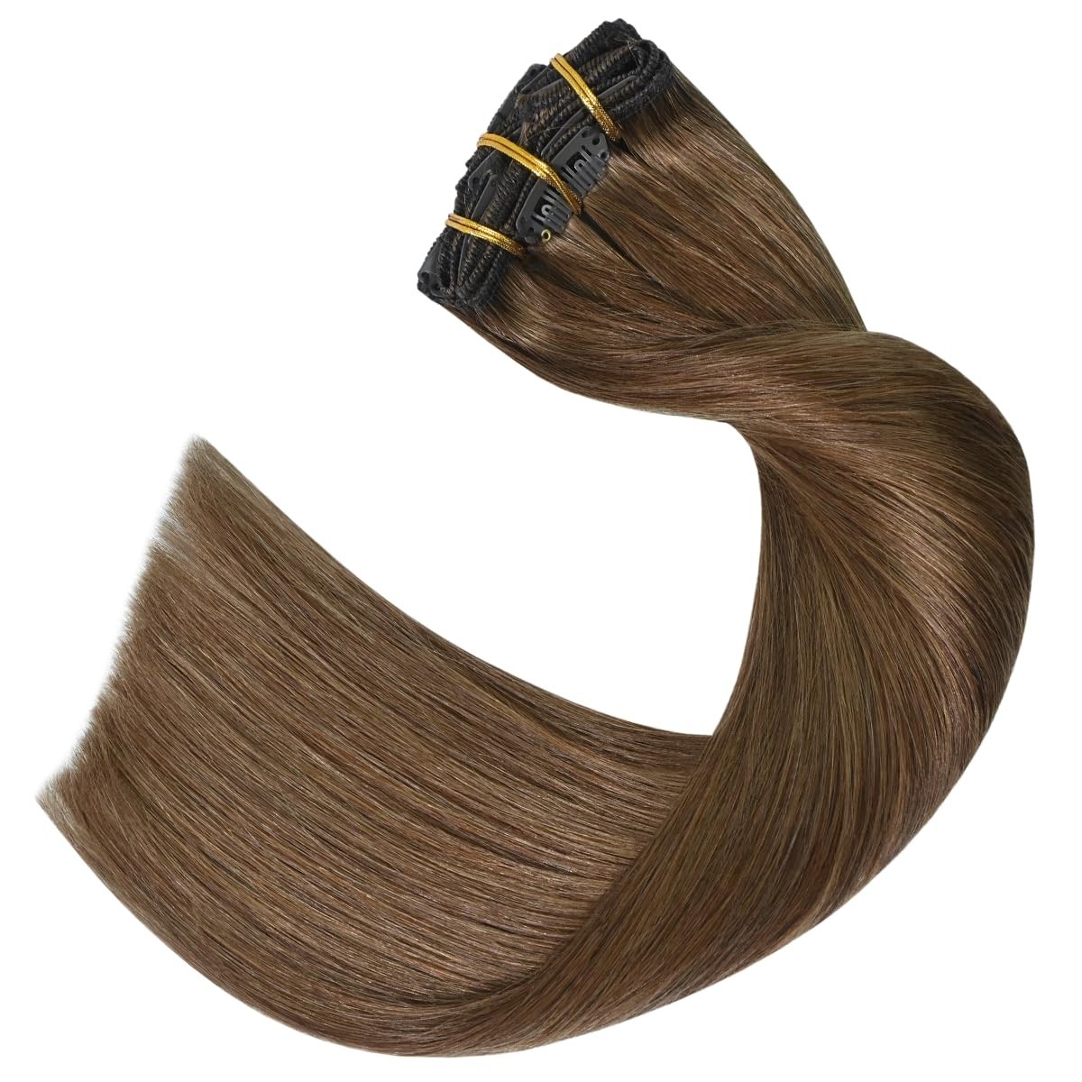 Silky Straight 18-Inch Remy Hair Extensions in Chestnut Brown – 7pcs 70g Set