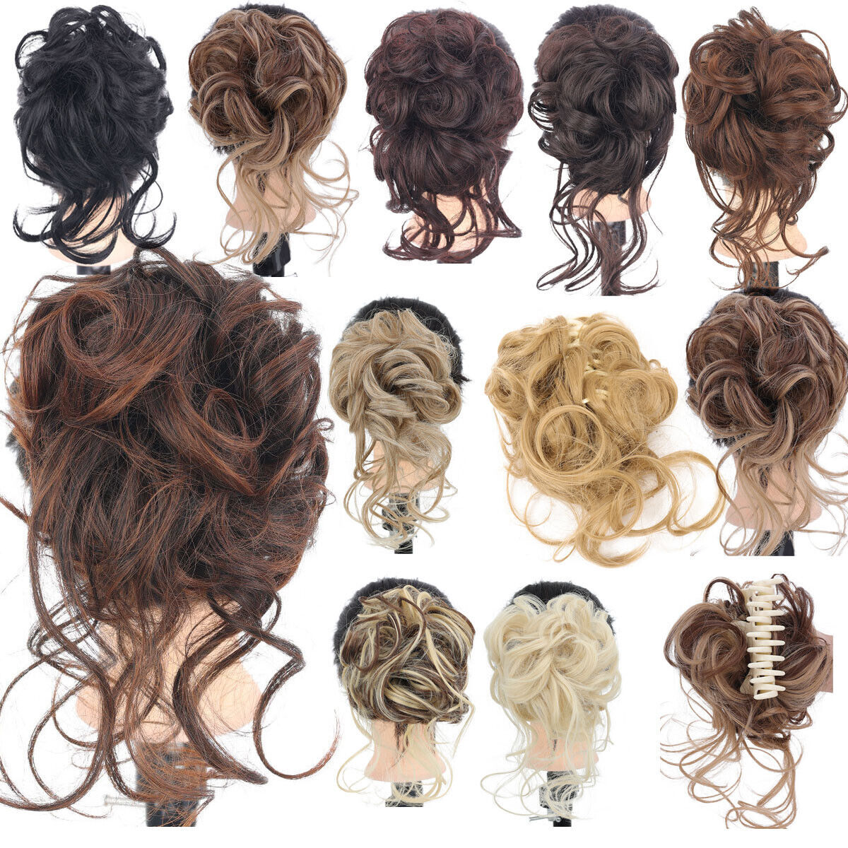 Curly Messy Bun Hair Piece Scrunchie Updo Thick Hair Extensions Real As Human US