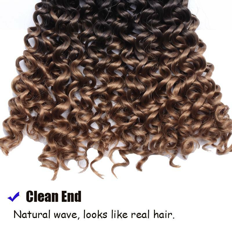 Real Thick Wave Twist Ombre Braid Water Curly Braiding Hair Extension Crochet US