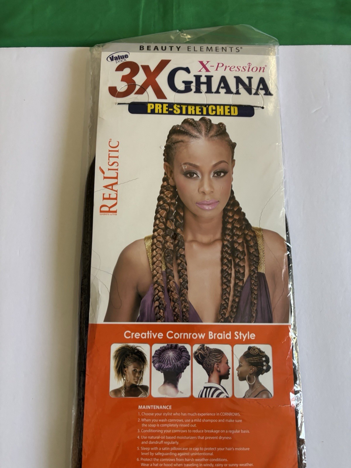 Realistic 50” 3X GHANA PRE STRETCHED Kanekalon 100% Color T1B30