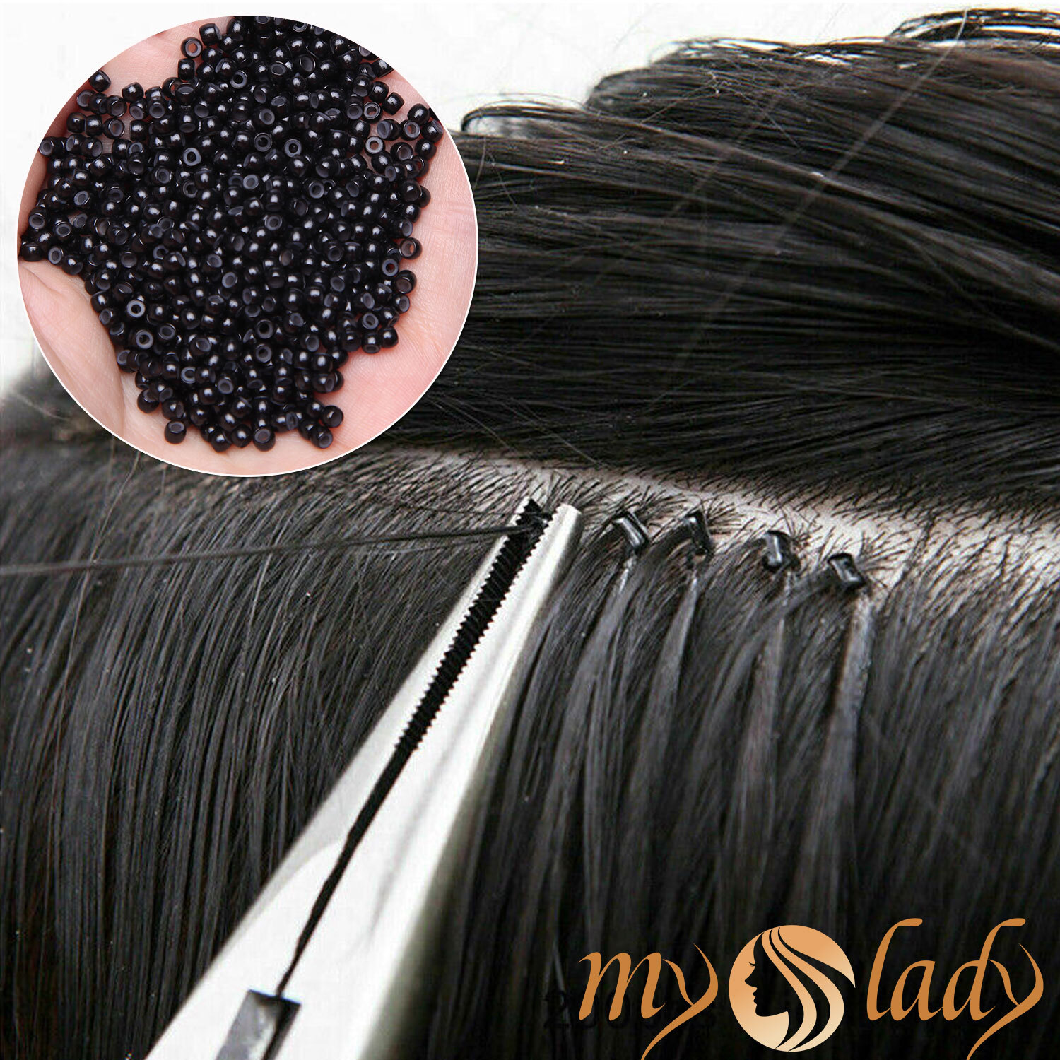 Nano Ring Loop Threader Pulling Tool Silicone Bead for Nano Bead Hair Extensions