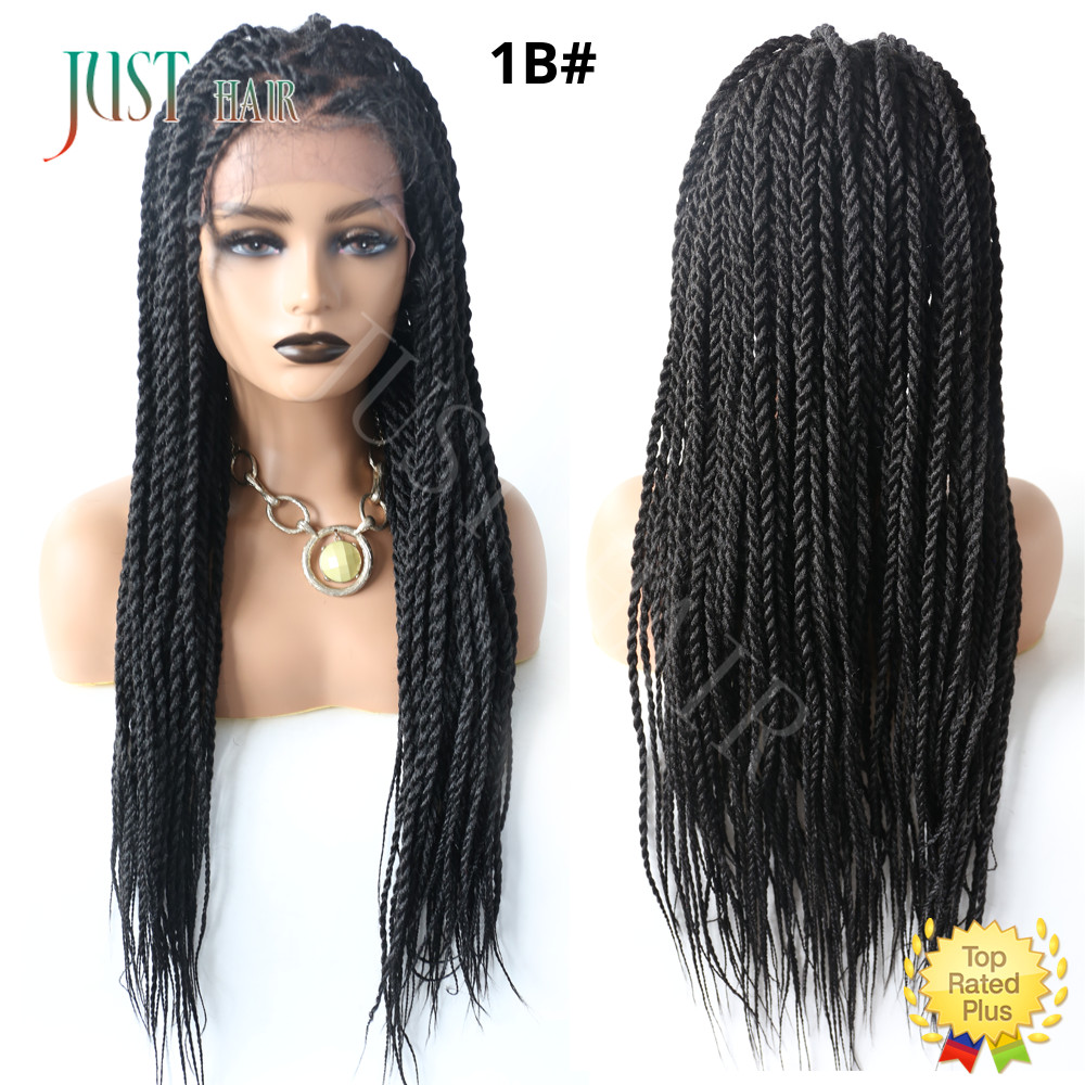 Black Braided Lace Box Braids Wig Synthetic Twist Cornrow Baby Hair for Women US