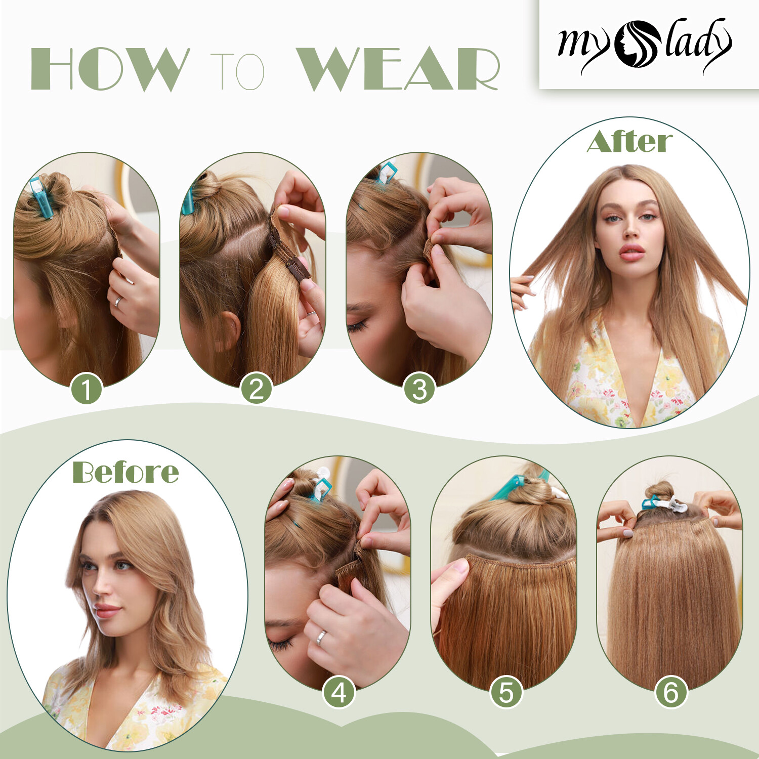 Russian Real Remy Hair One Piece Clip in Human Hair Extensions 3/4 Full Head USA