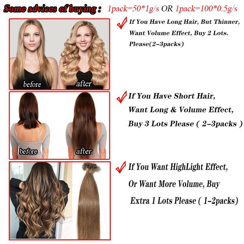 Balayage Keratin Nail U Tip Remy Human Hair Extensions Pre Bonded Fusion 1G L005