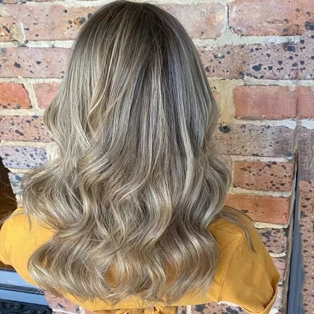 Dark Ash Blonde Highlights Body Wave 13×4 Transparent Lace Front Human Hair Wigs