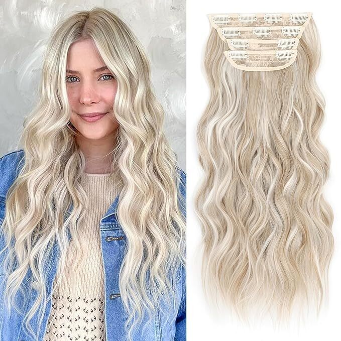 4 Piece THICK 100% Real Natural Clip in Hair Extensions Full Head as human USA