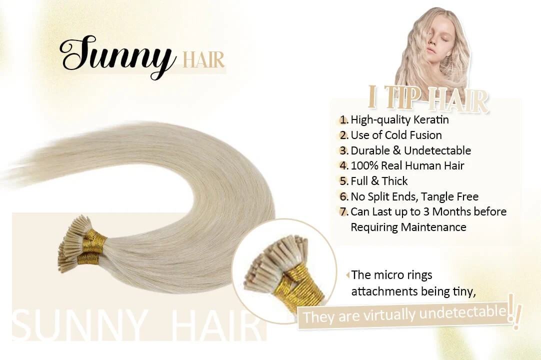Sunny Hair I-TIP 16in Ash /Bleach Blonde Hair Extensions – I-TIP_P18-613_16_50G3