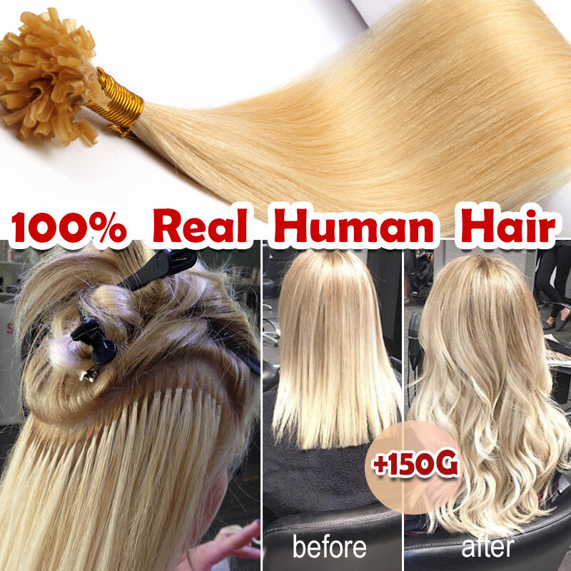 CLEARANCE Pre-Bonded Real Human Hair Extensions Glue Nail U Tip 100% Remy Hair